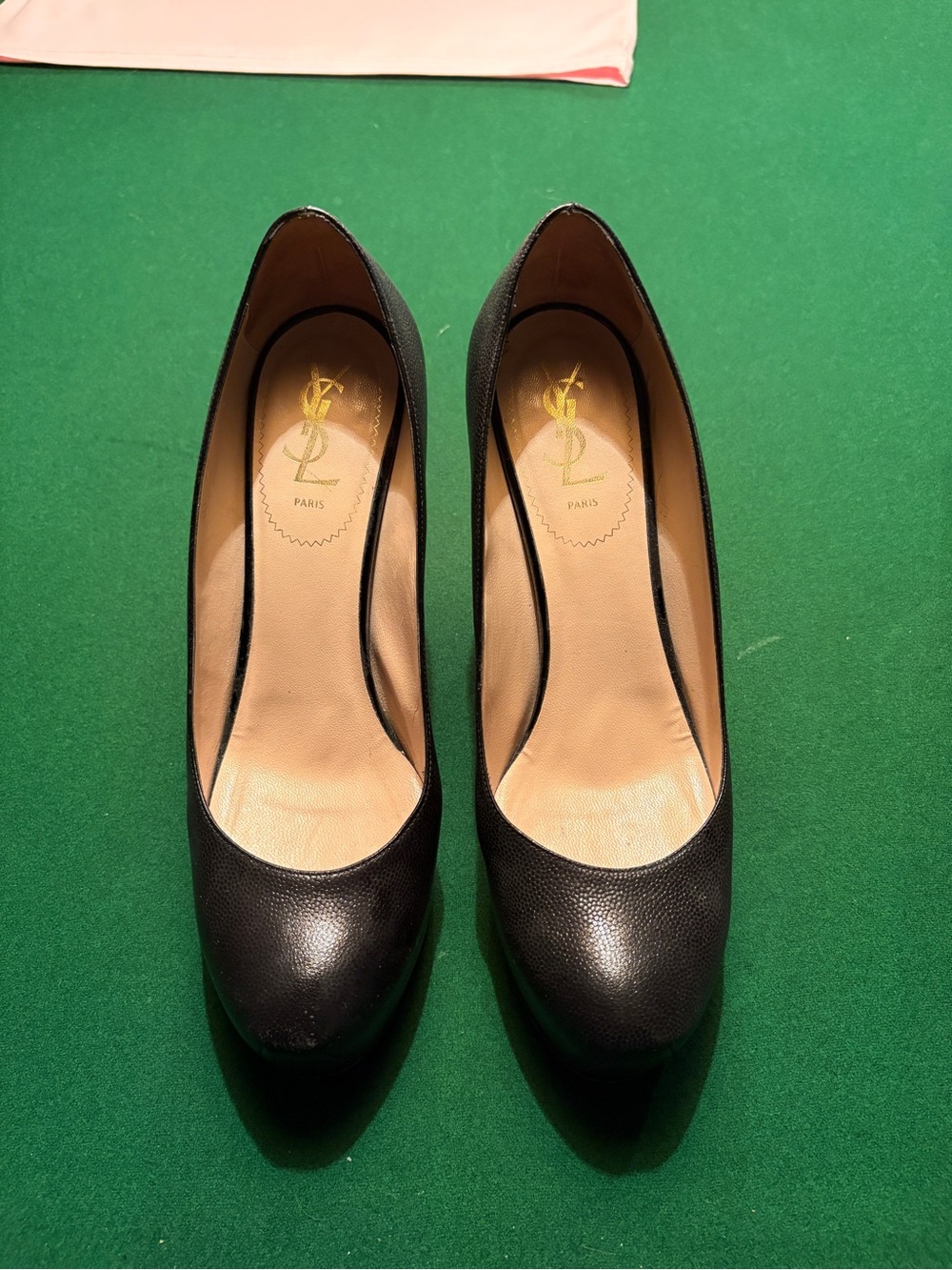 Yves Saint Laurent Heels | YSL - Black Pebbled Leather Round-Toe Pumps | size 39